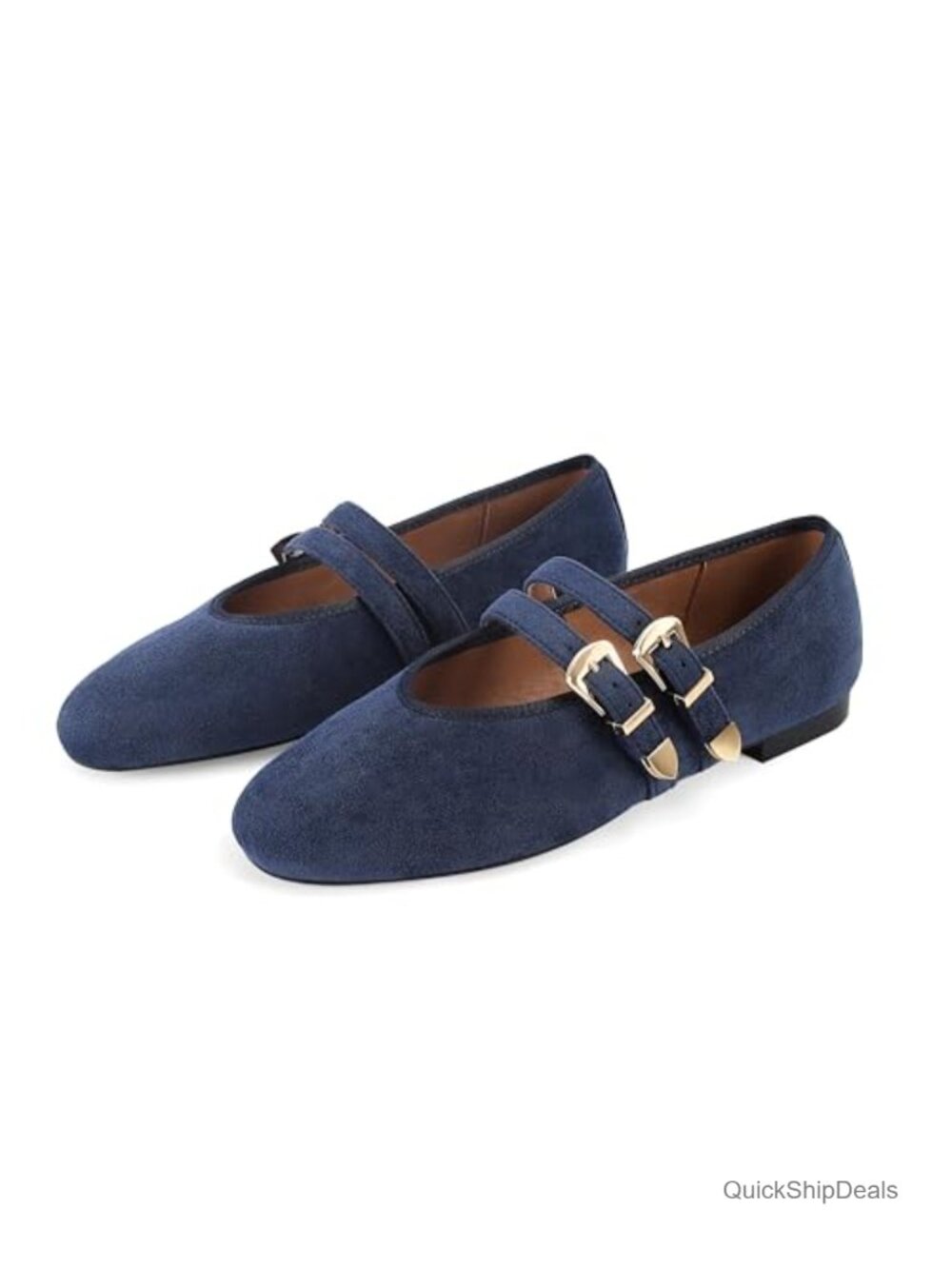 Woven Mesh Ballet Flats Women Almond Toe Mary Jane Suede Slip On Buckle Strap